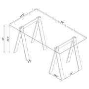 Amaturo 59-inch Glass Top Acrylic Writing Desk Clear