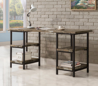 Escritorio Kemper de 59 pulgadas con 4 estantes, color marrón desgastado