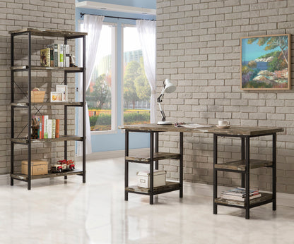 Escritorio Kemper de 59 pulgadas con 4 estantes, color marrón desgastado