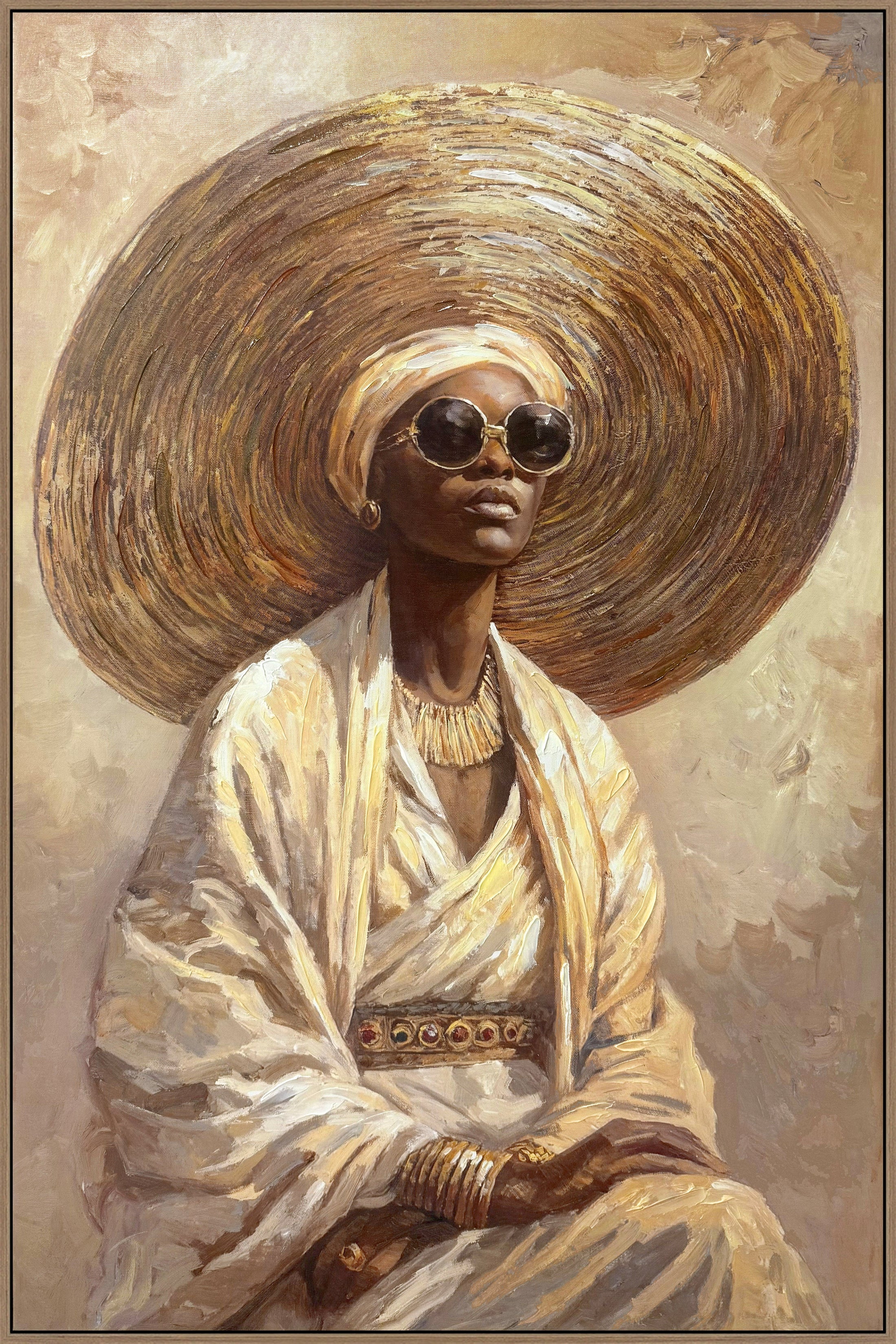 Sunlit Muse I Hand-Embellished Canvas in Frame