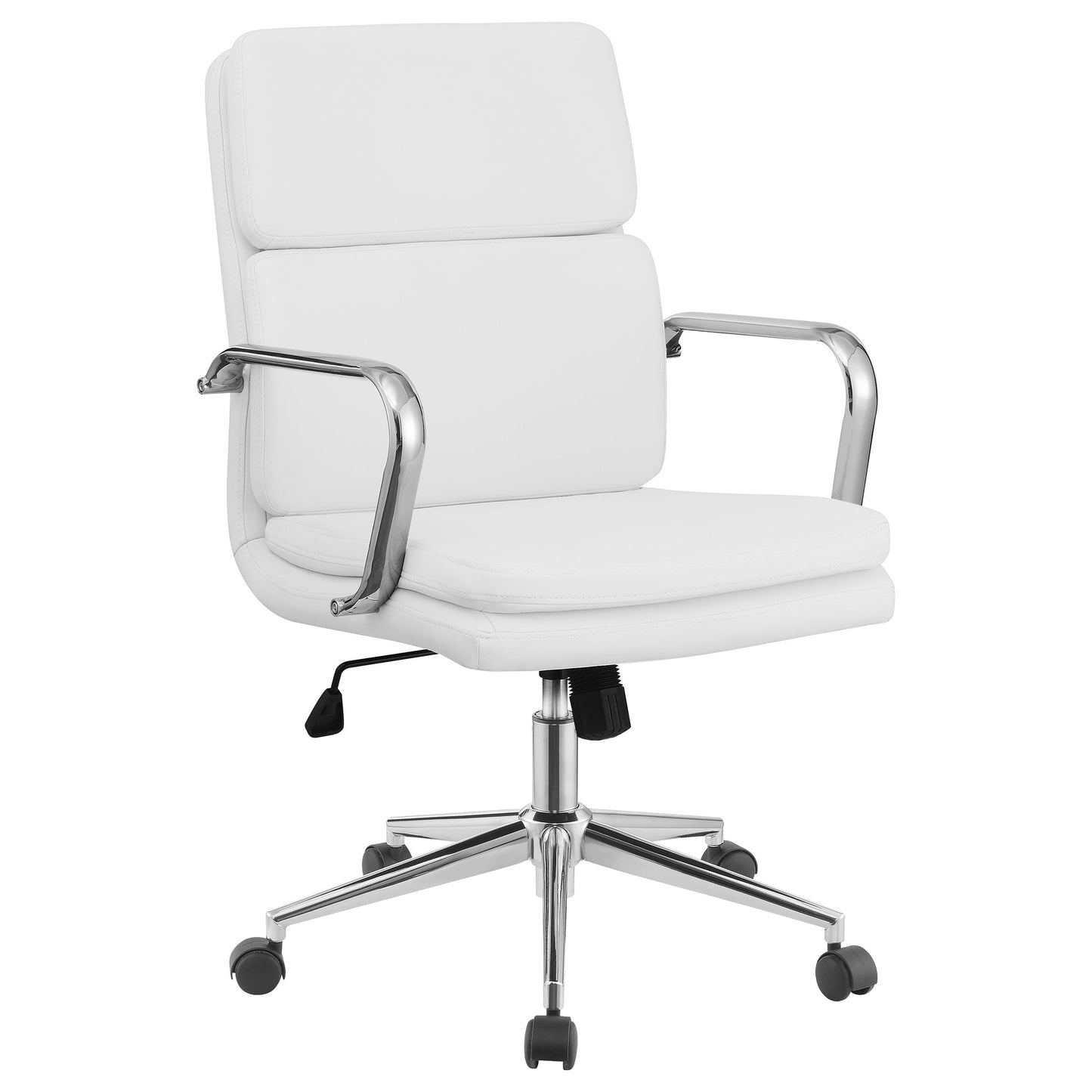 Silla de oficina Ximena tapizada con respaldo medio ajustable, color blanco