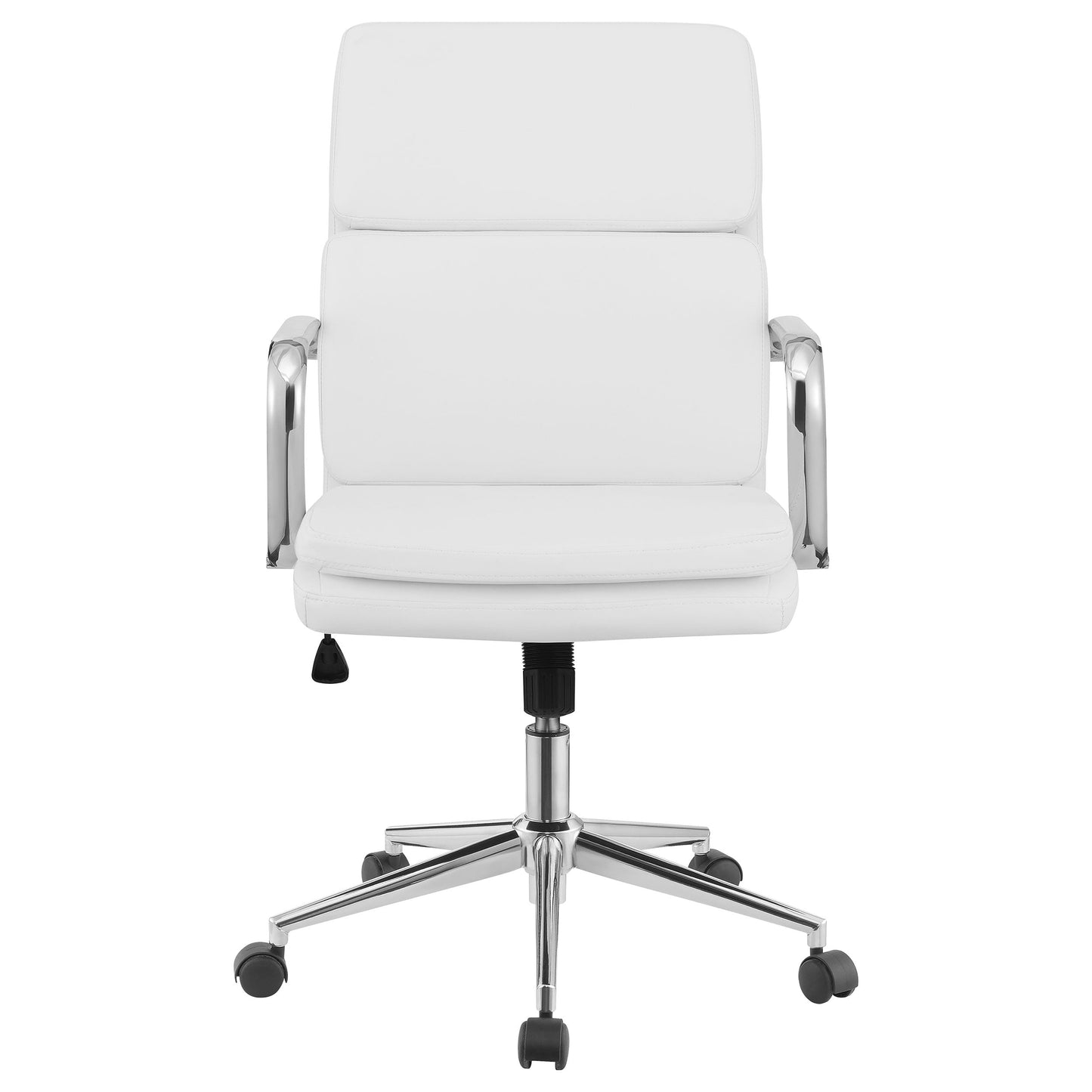 Silla de oficina Ximena tapizada con respaldo medio ajustable, color blanco