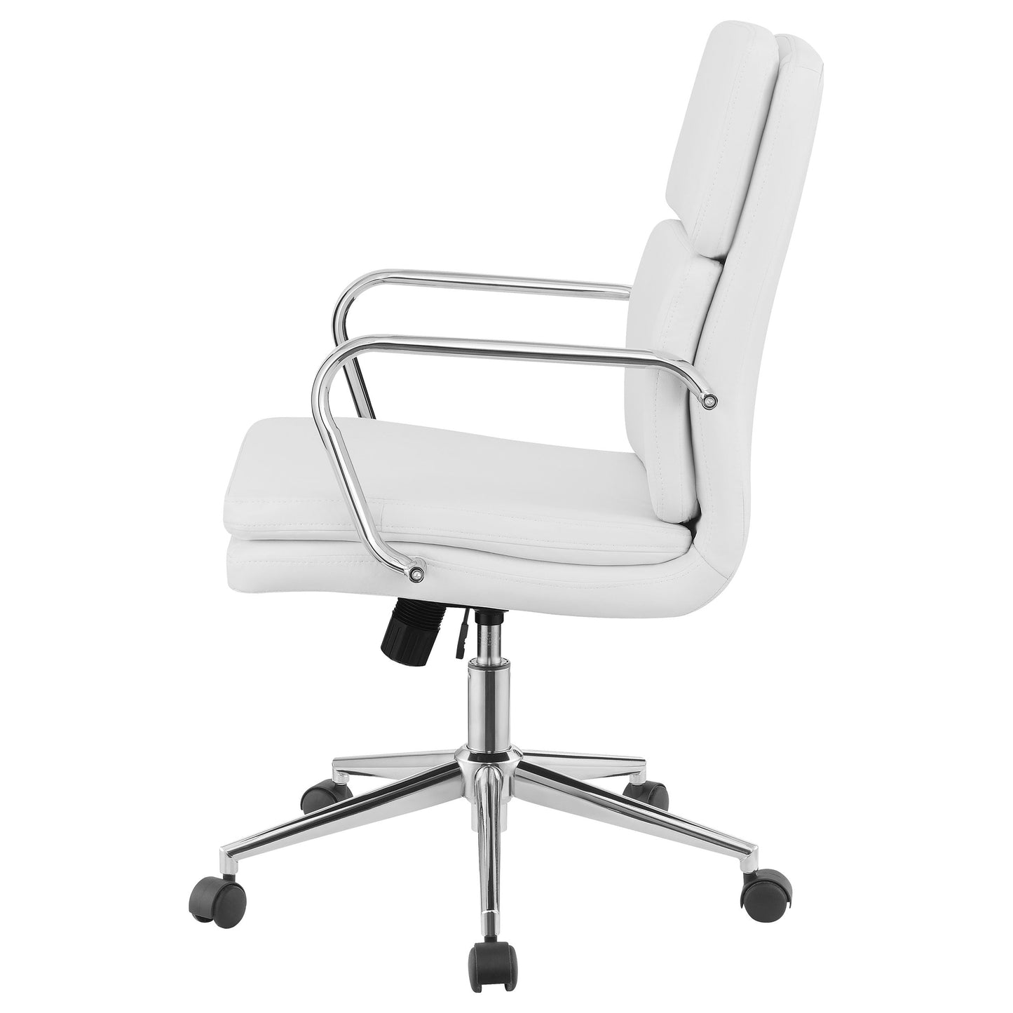 Silla de oficina Ximena tapizada con respaldo medio ajustable, color blanco