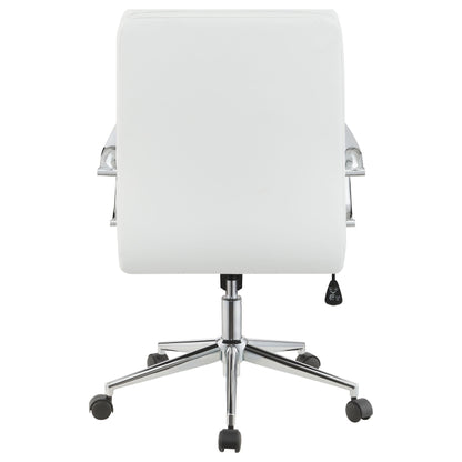 Silla de oficina Ximena tapizada con respaldo medio ajustable, color blanco