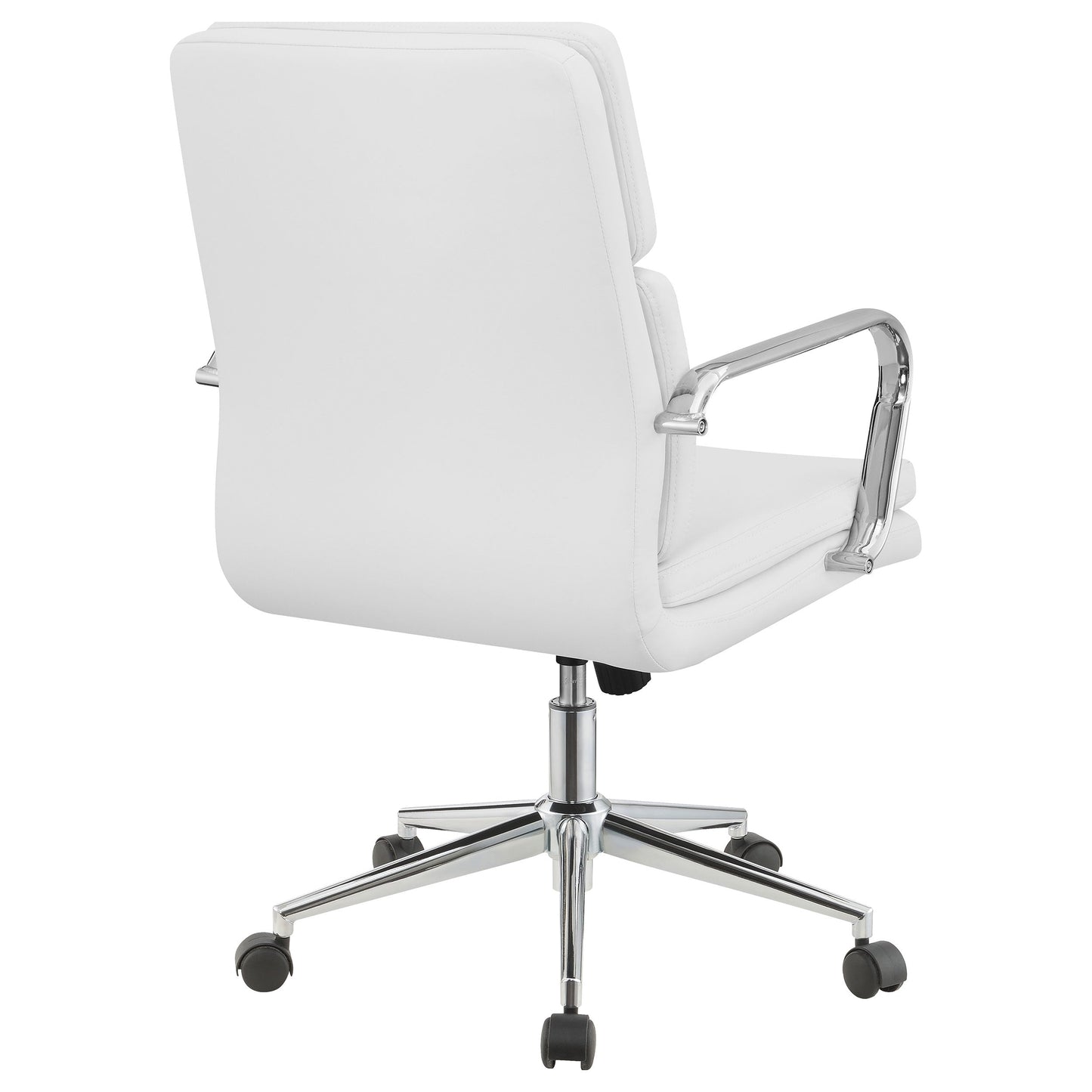 Silla de oficina Ximena tapizada con respaldo medio ajustable, color blanco