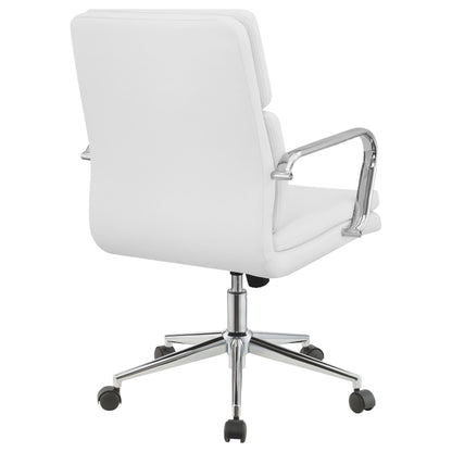 Silla de oficina Ximena tapizada con respaldo medio ajustable, color blanco