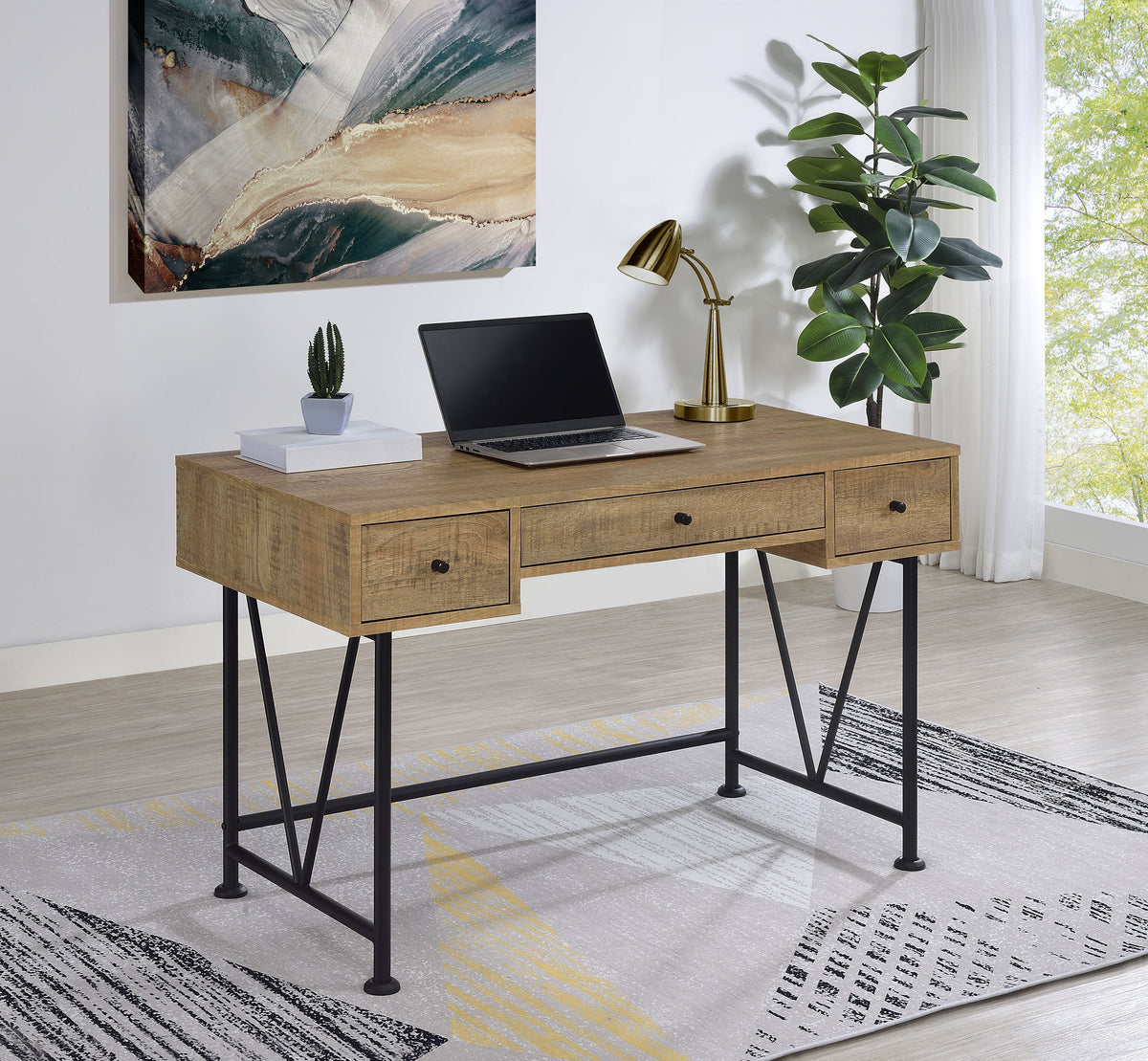 Analiese 47-inch 3-drawer Writing Desk Mango