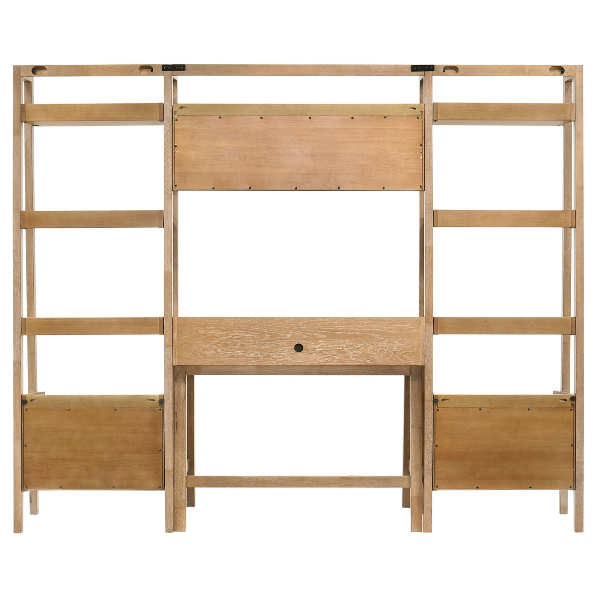 Fabian 4-piece Computer Desk and Bookshelf Set Distressed Light Brown