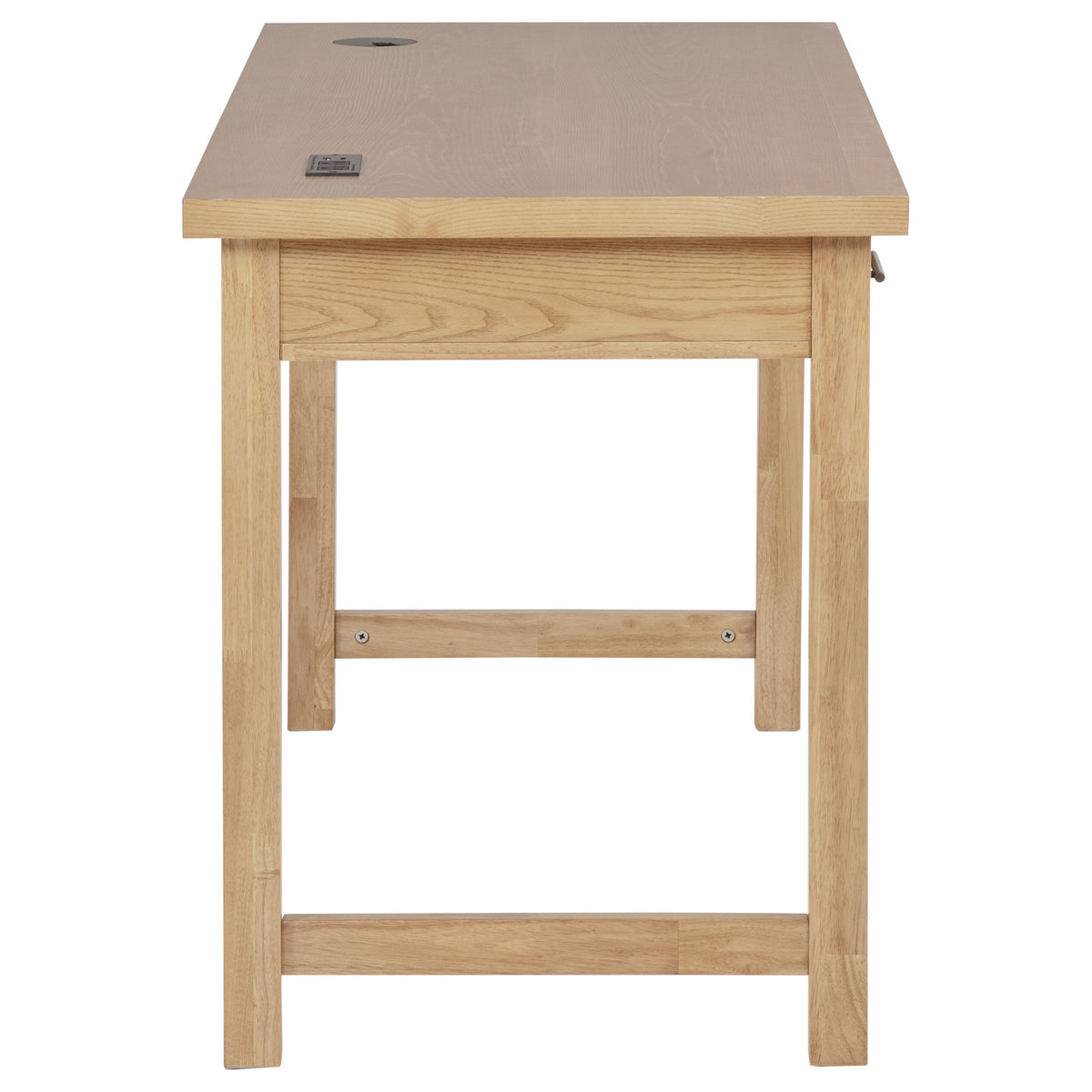 Vermes 55-inch 3-drawer Writing Desk with Power Outlet Light Ash