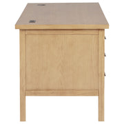 Vermes 66-inch 7-drawer Computer Desk with Power Outlet Light Ash