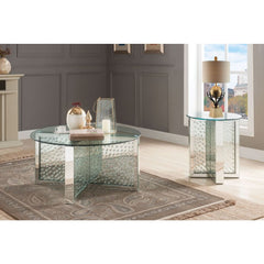 Mesa de centro redonda con tapa de vidrio Nysa Glam