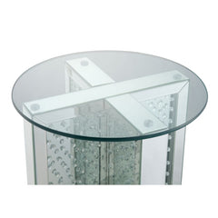 Nysa Glam Round Glass Top End Table