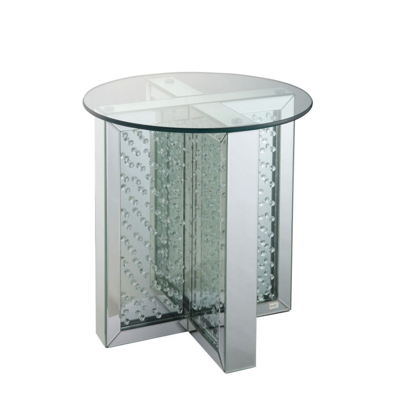 Nysa Glam Round Glass Top End Table