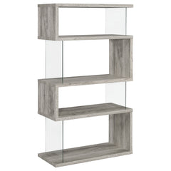Emelle 63-inch 4-shelf Glass Panel Bookshelf Black