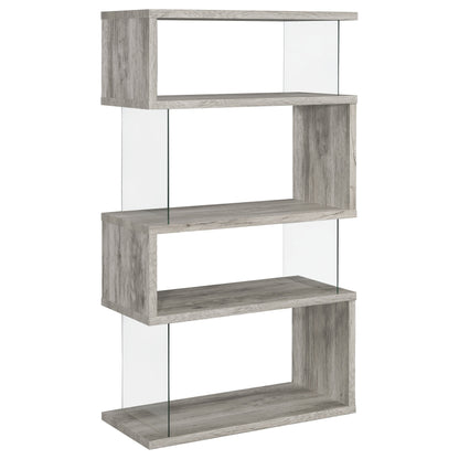 Emelle 63-inch 4-shelf Glass Panel Bookshelf Black