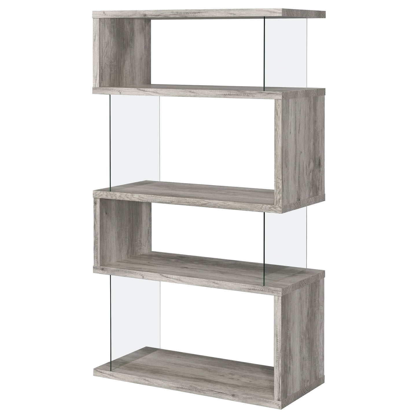 Emelle 63-inch 4-shelf Glass Panel Bookshelf Black