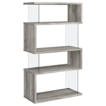 Emelle 63-inch 4-shelf Glass Panel Bookshelf Black