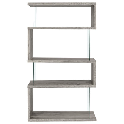 Emelle 63-inch 4-shelf Glass Panel Bookshelf Black