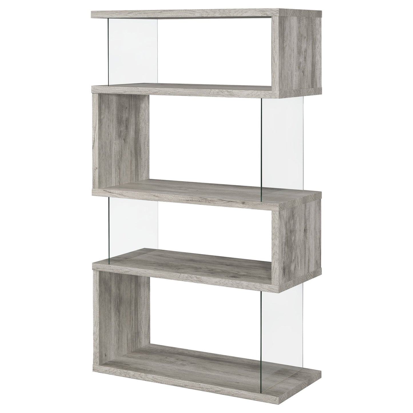 Emelle 63-inch 4-shelf Glass Panel Bookshelf Black