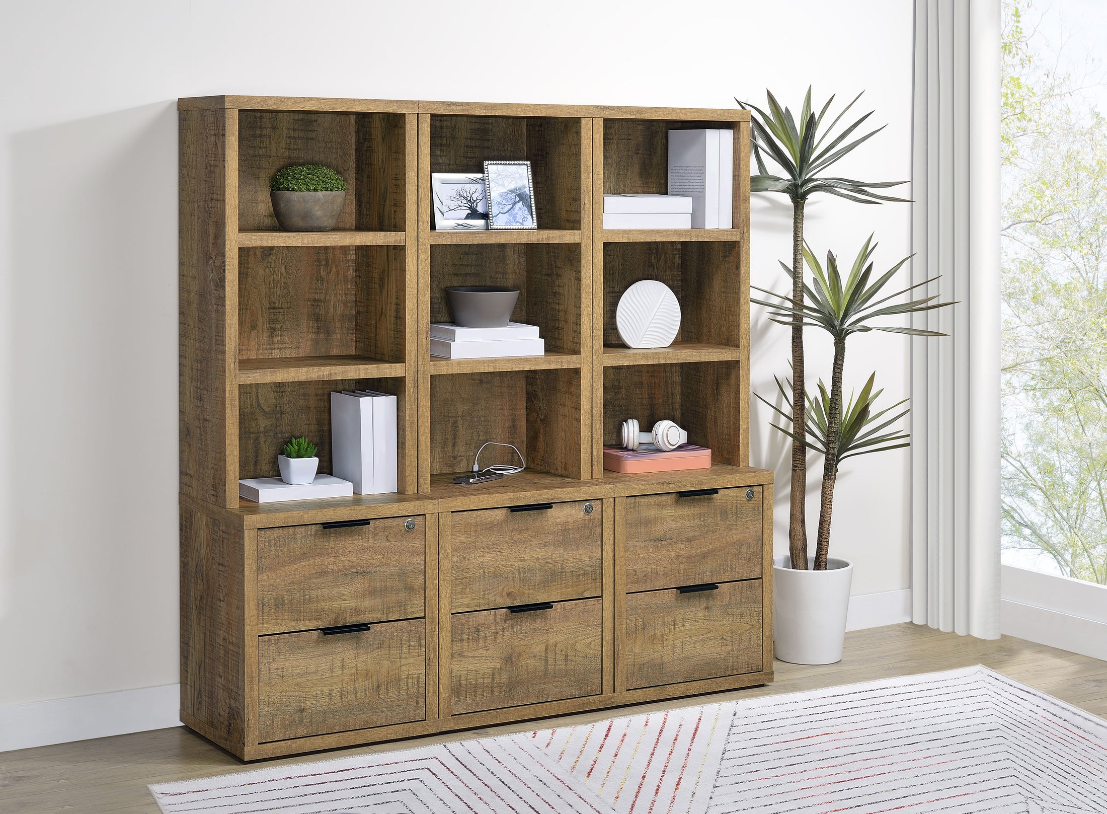 Westpark 3-piece Wall Unit Bookcase Set with USB