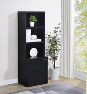 Librería Westpark de 3 estantes con USB y cajón con cerradura, color negro