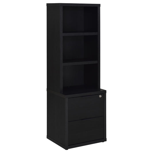 Librería Westpark de 3 estantes con USB y cajón con cerradura, color negro