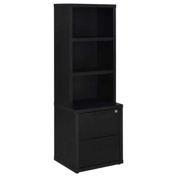 Librería Westpark de 3 estantes con USB y cajón con cerradura, color negro