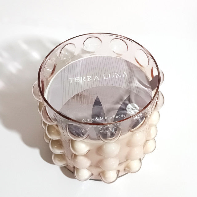 Glass, 9" 102 Oz Bubble Candle, Pink