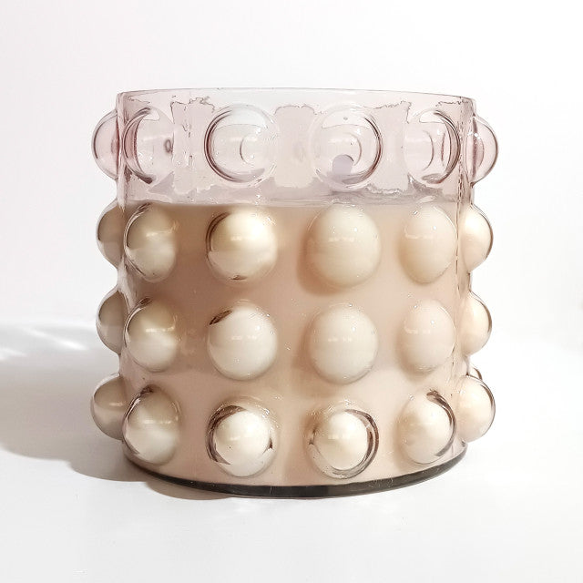 Glass, 9" 102 Oz Bubble Candle, Pink