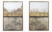 ''Opulent Earth Abstract Duo'' Hand-painted Canvas in Frame (set)