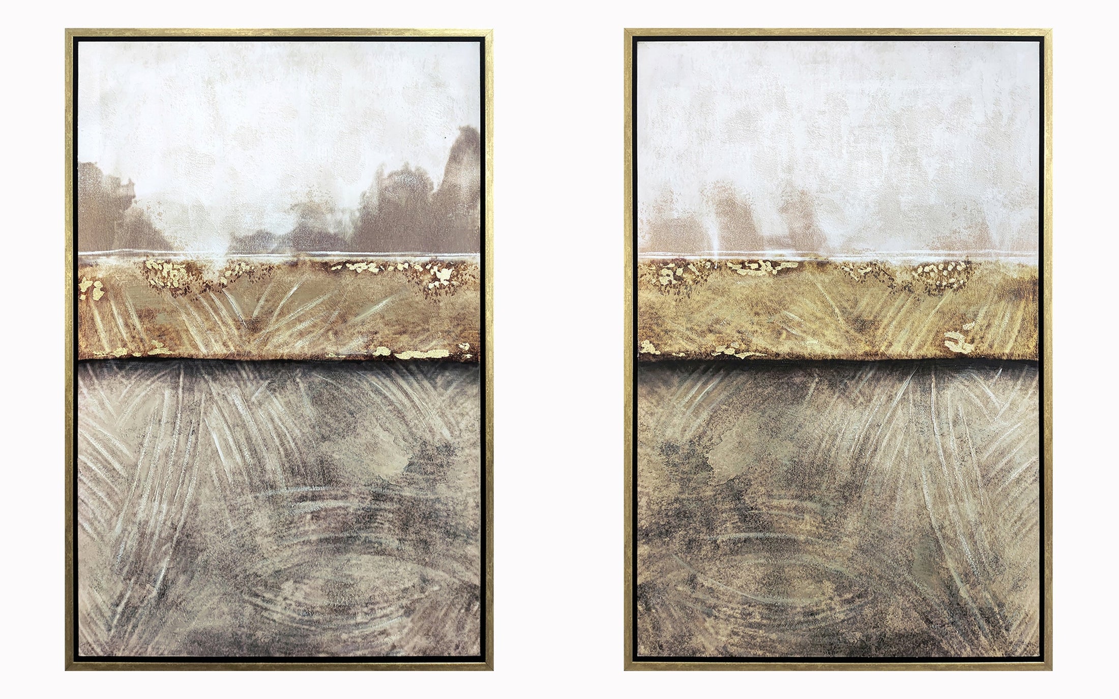 ''Opulent Earth Abstract Duo'' Hand-painted Canvas in Frame (set)