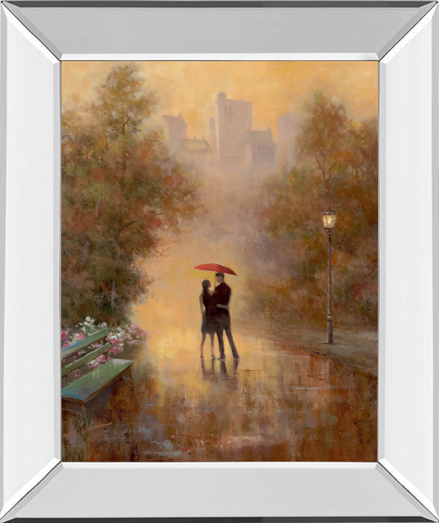Mirrored Frame Walk In The Park I By T.C. Chiu