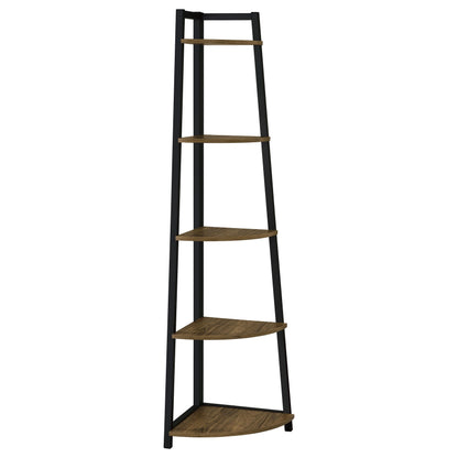 Estantería Jacksonville de 63 pulgadas y 5 estantes en color negro y nogal envejecido