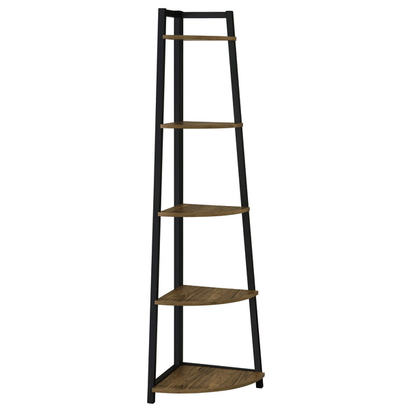 Estantería Jacksonville de 63 pulgadas y 5 estantes en color negro y nogal envejecido