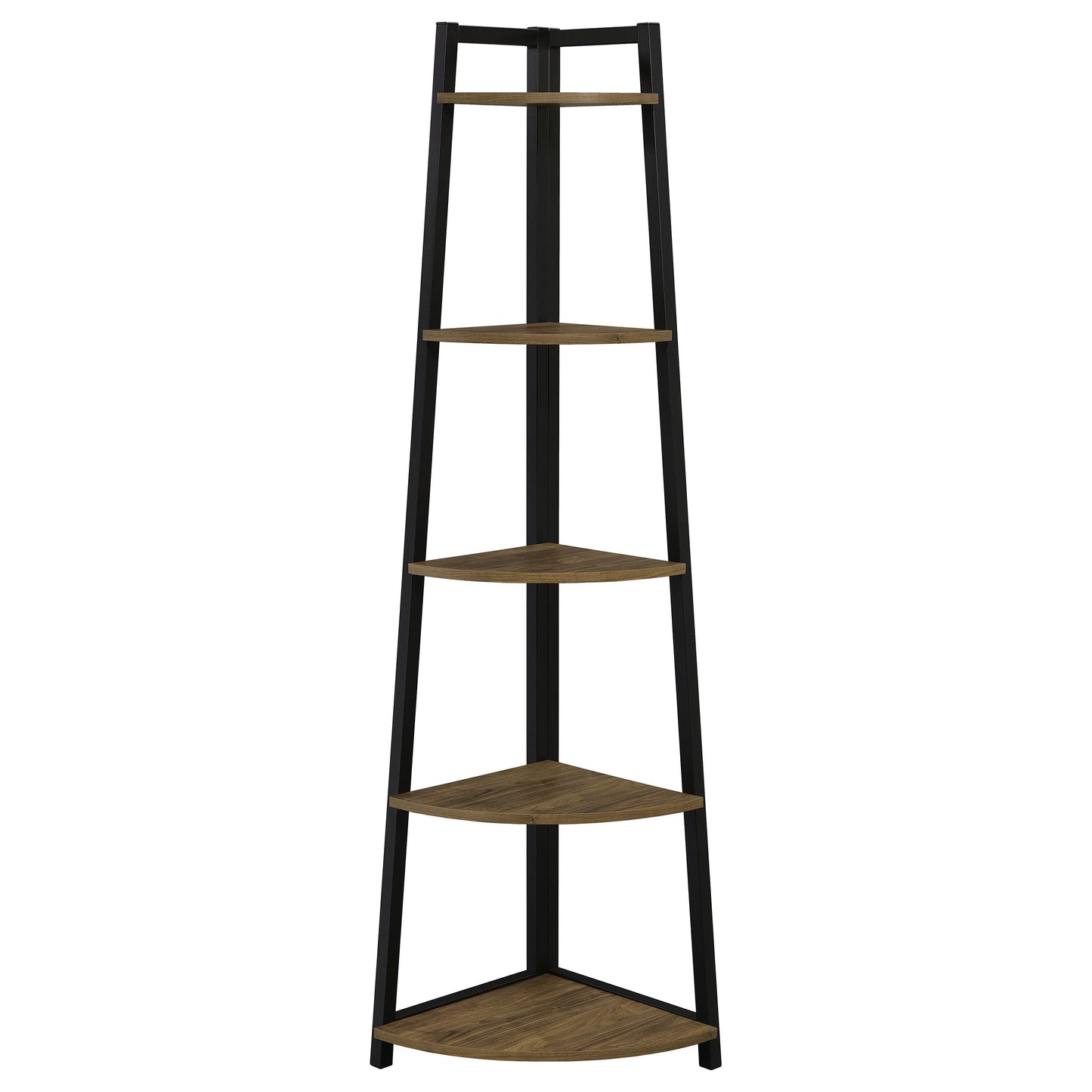 Estantería Jacksonville de 63 pulgadas y 5 estantes en color negro y nogal envejecido