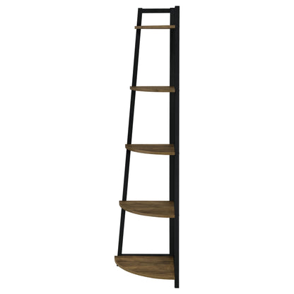 Estantería Jacksonville de 63 pulgadas y 5 estantes en color negro y nogal envejecido