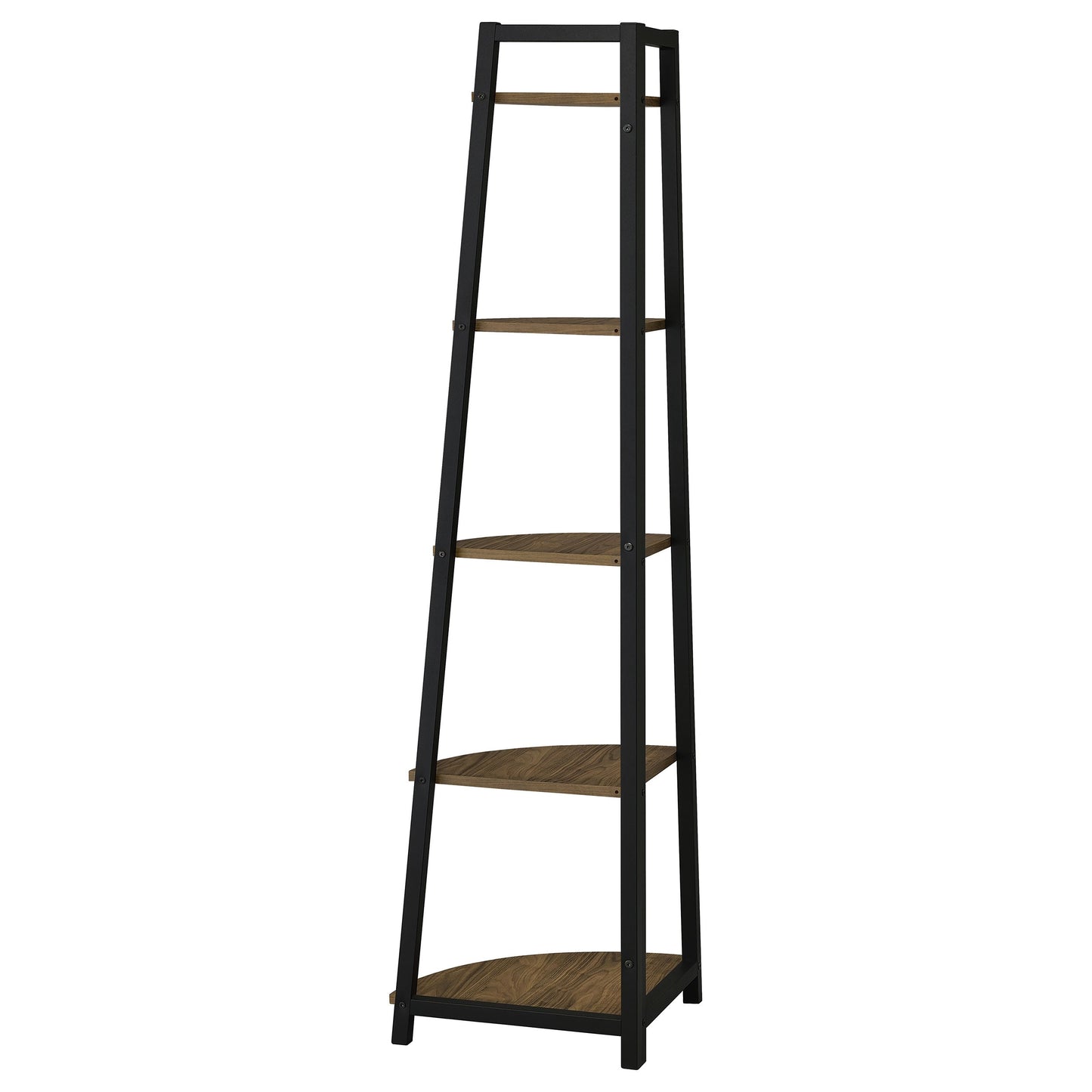 Estantería Jacksonville de 63 pulgadas y 5 estantes en color negro y nogal envejecido