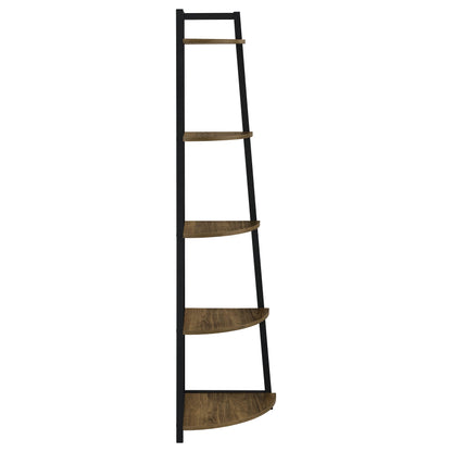 Estantería Jacksonville de 63 pulgadas y 5 estantes en color negro y nogal envejecido