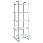 Estantería de vidrio Hartford de 79 pulgadas y 5 estantes, cromada