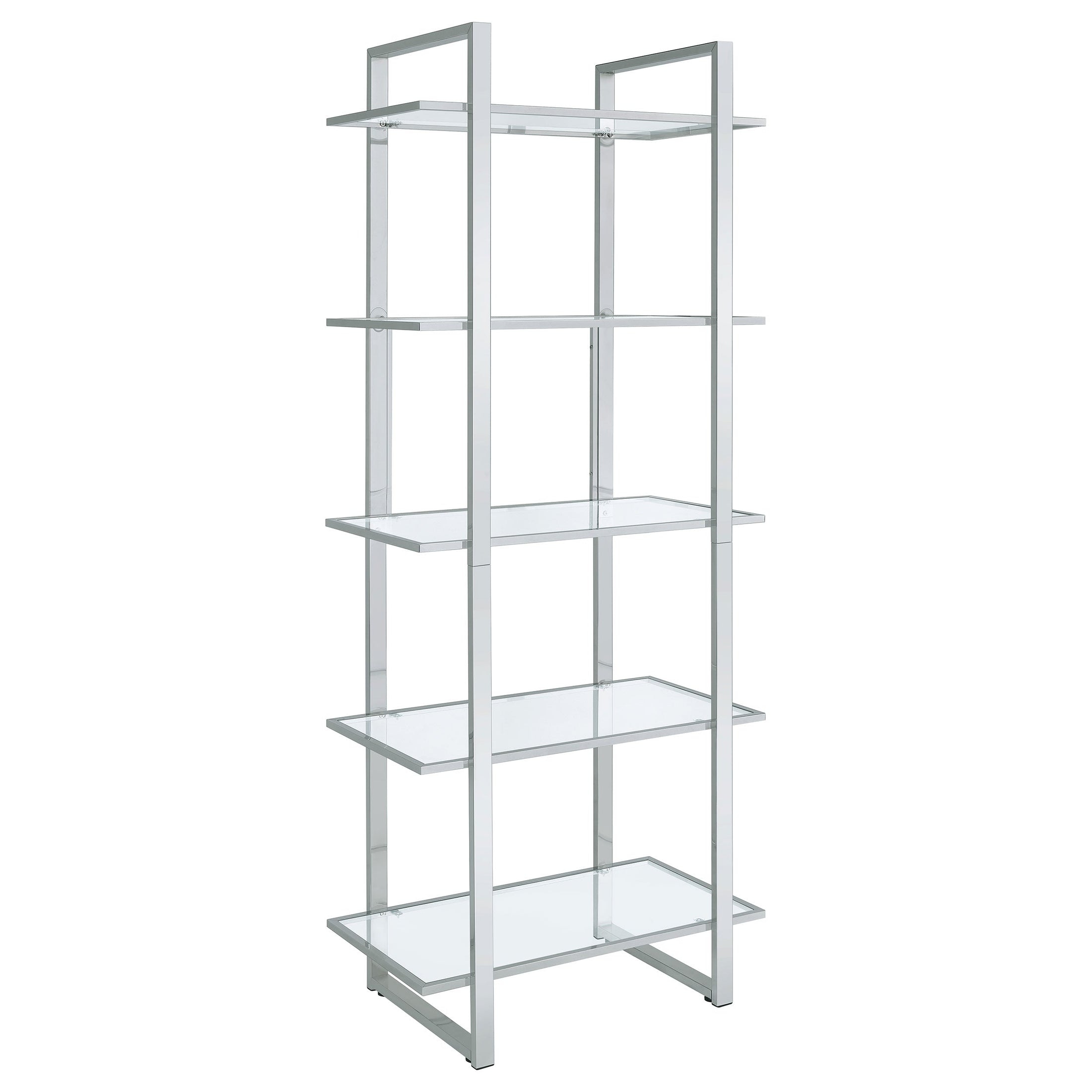 Estantería de vidrio Hartford de 79 pulgadas y 5 estantes, cromada