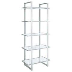 Estantería de vidrio Hartford de 79 pulgadas y 5 estantes, cromada