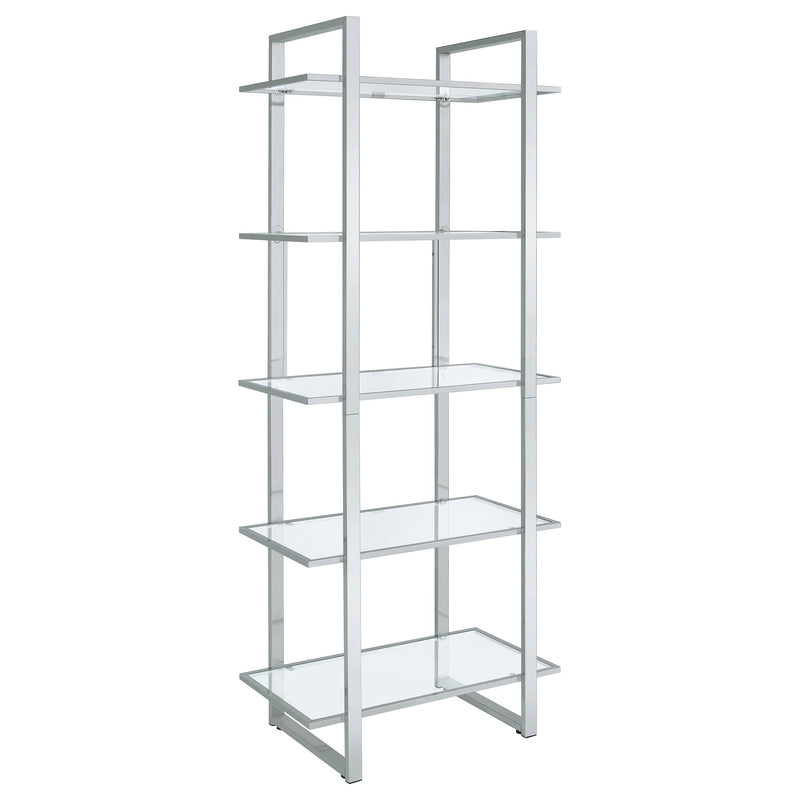 Estantería de vidrio Hartford de 79 pulgadas y 5 estantes, cromada
