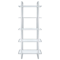 Estantería de vidrio Hartford de 79 pulgadas y 5 estantes, cromada