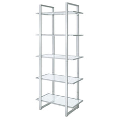 Estantería de vidrio Hartford de 79 pulgadas y 5 estantes, cromada