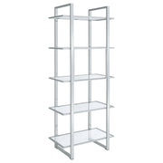 Estantería de vidrio Hartford de 79 pulgadas y 5 estantes, cromada