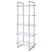 Estantería de vidrio Hartford de 79 pulgadas y 5 estantes, cromada