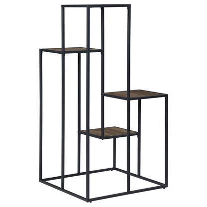 Rito 4-tier Multi-Display Shelf Rustic Brown and Black