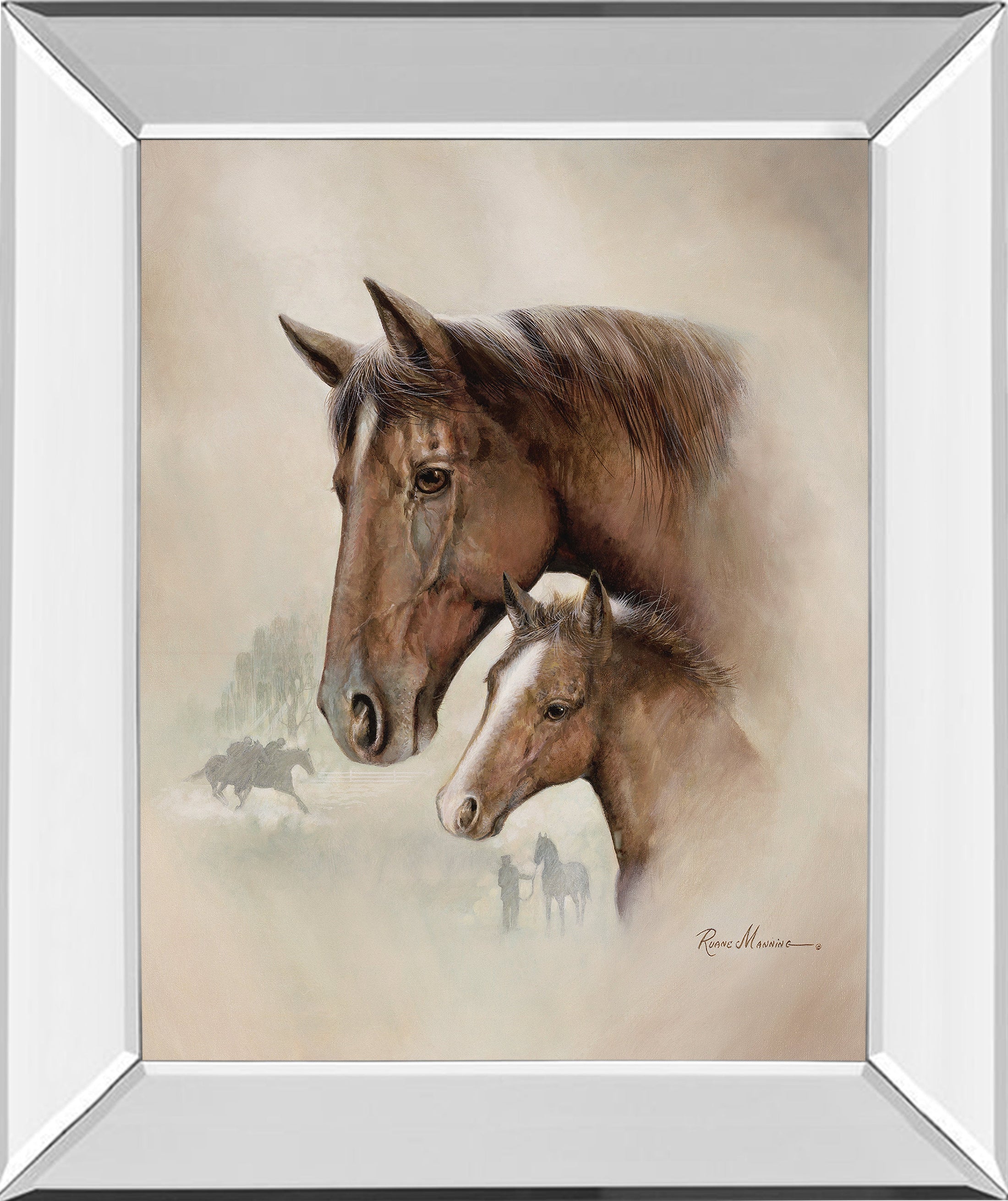 Mirrored Frame Race Horse I By Ruane Manning