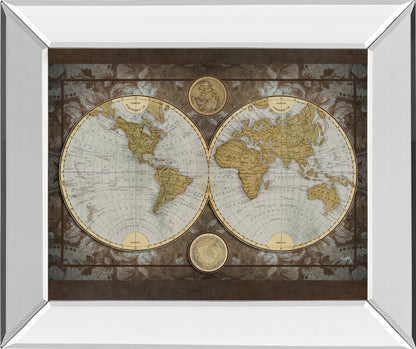 Mirrored Frame World Map By Elizabeth Medley