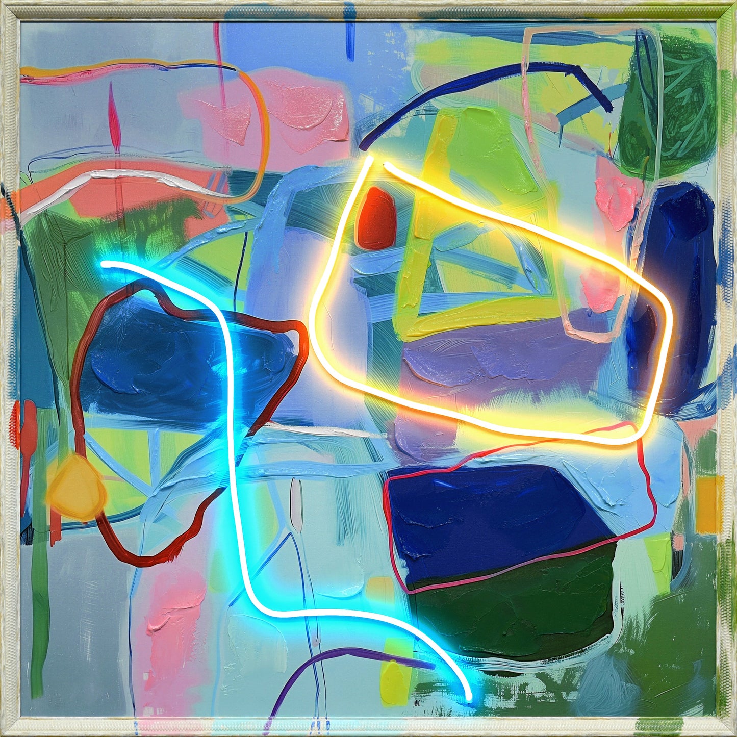 ''Neon Abstract'' Hand-painted LED in Frame